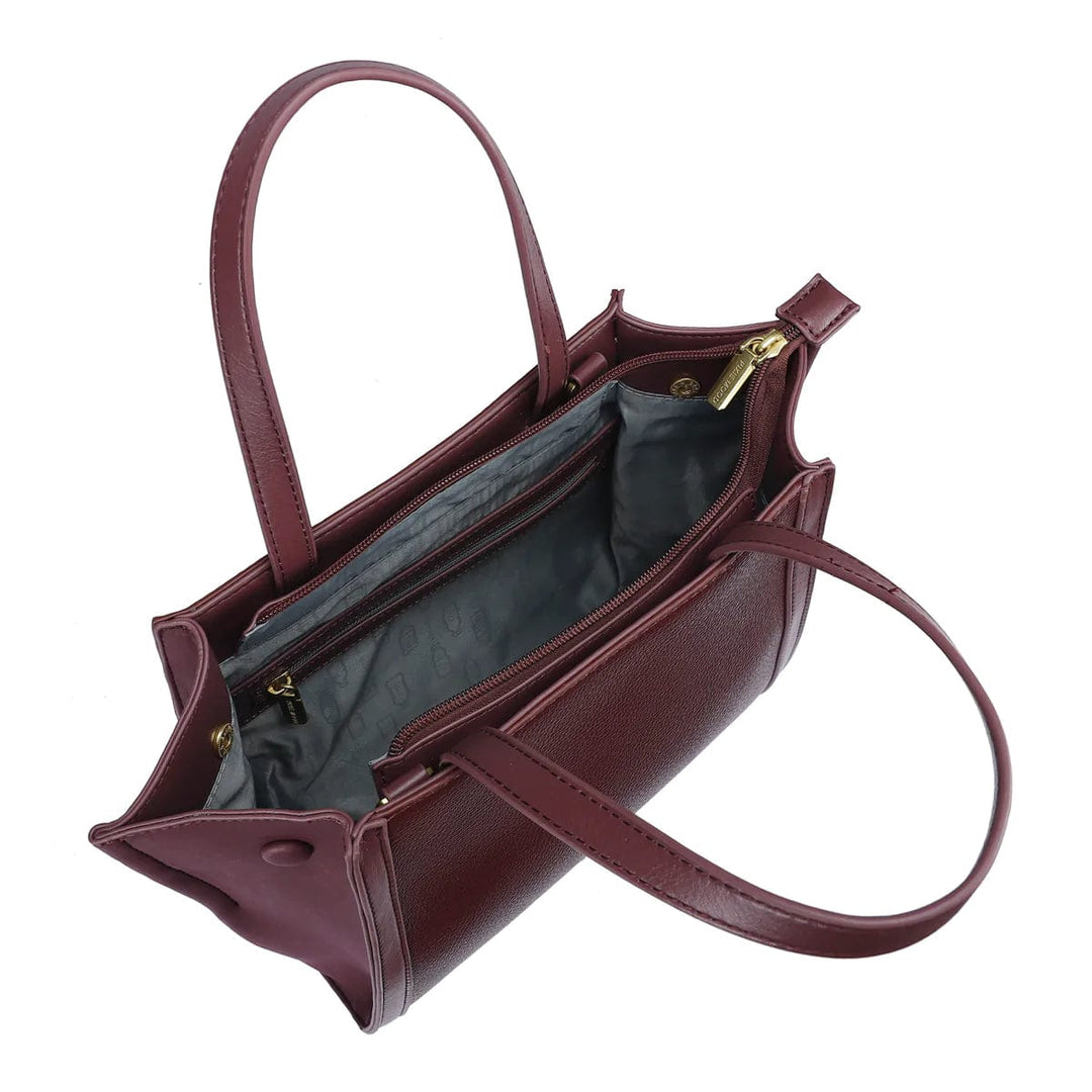 burgundy small satchel tote bag